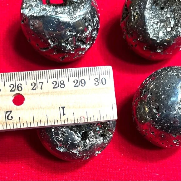 Shiny Metallic Decorative Pyrite Spheres Semiprecious Stones from Peru